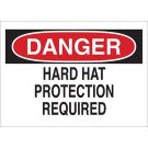 DANGER Hard Hat Protection Required Sign - Non-reflective Aluminum 10 x 14 - Black/Red on White