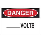 DANGER___ Volts Sign - Light Duty Plastic - Black/Red on White - 10 x 14