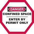 Danger Confined Space Enter By Permit Only Sign - Black/Red on White - 30.5 x 42