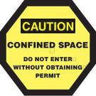 Caution Confined Space Do Not Enter Without Obtaining Permit Sign - Black on Yellow - 30.5 x 42