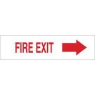 Fire Exit Sign - Self-sticking Polyester - Red on White - 3.5 x 14
