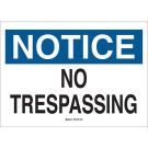 NOTICE No Trespassing Sign - Non-reflective Aluminum, Black/Blue on White, 7 x 10