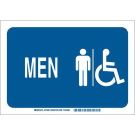 Men Sign - Self-sticking Polyester 7 x 10 - White on Blue