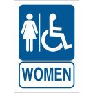Women Sign - Light Duty Plastic 10 x 7 - Blue on White