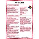 Acetone Potential Hazards Sign- Acetone - Black/Blue/Red/Yellow on White - 10 x 7