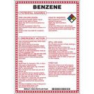 Benzene Potential Hazards Sign- Benzene - Black/Blue/Red/Yellow on White - 10 x 7