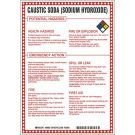 Caustic Soda (Sodium Hydroxide) Potential Hazards Sign- Caustic Soda (sodium Hydroxide) - Black/Blue/Red/Yellow on White - 10 x 7
