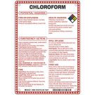 Chloroform Potential Hazards Sign- Chloroform - Black/Blue/Red/Yellow on White - 10 x 7