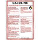 Gasoline Potential Hazards Sign- Gasoline - Black/Blue/Red/Yellow on White - 10 x 7
