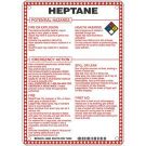 Heptane Potential Hazards Sign- Heptane - Black/Blue/Red/Yellow on White - 10 x 7
