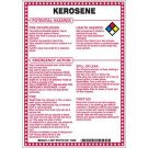 Kerosene Potential Hazards Sign- Kerosene - Black/Blue/Red/Yellow on White - 10 x 7
