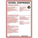 Oxygen, Compressed Potential Hazards Sign- Oxygen, Compressed - Black/Blue/Red/Yellow on White - 10 x 7