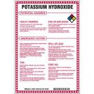 Potassium Hydroxide Potential Hazards Sign- Potassium Hydroxide - Black/Blue/Red/Yellow on White - 10 x 7