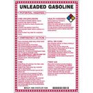 Unleaded Gasoline Potential Hazards Sign- Unleaded Gasoline - Black/Blue/Red/Yellow on White - 10 x 7