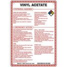 Vinyl Acetate Potential Hazards Sign- Vinyl Acetate - Black/Blue/Red/Yellow on White - 10 x 7