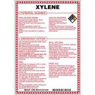Xylene Potential Hazards Sign- Xylene - Black/Blue/Red/Yellow on White - 10 x 7