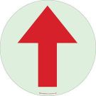Bradyglo Floor Sign (up Arrow) - Red on Glow - 17 Inch Diameter