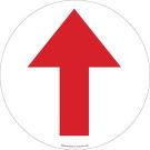 Anti Skid Floor (up Arrow) Sign - Anti-skid Laminated Vinyl - Red on White - 17 Inch Diameter