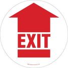 Anti Skid Floor (Exit up Arrow) Sign - Anti-skid Laminated Vinyl - Red on White - 17 Inch Diameter