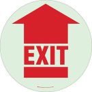 Bradyglo Anti Skid Floor (Exit up Arrow) Sign: Polyester - Red On Glow - 17 Inch Diameter