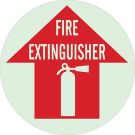 Bradyglo Floor Sign: Polyester, Red On Glow, 17 In Diameter, Fire Extinguisher