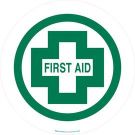 Anti Skid Floor (First Aid) Sign - Anti-skid Laminated Vinyl - Green on White - 17 Inch Diameter