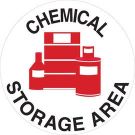 Anti Skid Floor (Chemical Storage Area) Sign - Anti-skid Laminated Vinyl - Black/Red on White - 17 Inch Diameter