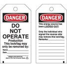 DANGER Do Not Operate Lockout Tagout Tags - Economy Polyester 5.75x3 Black/Red/White, 25/pk