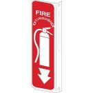 L 2-Way View Fire Extinguisher Sign - Light Duty Plastic, High Visibility L-style - White on Red - 12 x 4