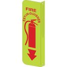 BradyGlo L 2-Way View Fire Extinguisher Sign - Glow-in-the-dark Plastic, High Visibility L-style - Red on Glow - 12 x 4