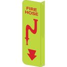 BradyGlo L 2-Way Viewfire Hose Sign - Glow-in-the-dark Plastic, High Visibility L-style - White on Red - 18 x 4