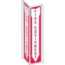 Fire Equipment Sign - Light Duty Plastic, High Visibility V-style - Red on White - 18 x 7.5