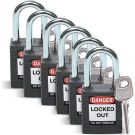 Brady Nonconductive Safety Padlocks - 6-pin Cylinder, 1.5 In. Shackle Clearance, Keyed Different, Black
