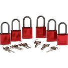 Abus Standard Size Aluminum Padlocks - 6-pin Cylinder, 1.5 In. Shackle Clearance, Keyed Different, Red