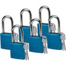 Abus Standard Size Aluminum Padlocks - 6-pin Cylinder, 1.5 In. Shackle Clearance, Keyed Different, Blue