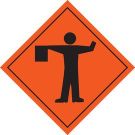 Flagger Picto Sign - Black on Orange - 36 x 36