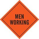 Men Working Sign - Black on Orange - 48 x 48
