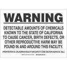 WARNING Detectable Amounts Of Chemicals Known To The State Of California To Cause Cancer Sign - Non-reflective Aluminum - Black on White - 7 x 10