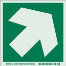 BradyGlo With Diagonal Arrow Sign - Photoluminescent Polyester - Green on Glow - 6 x 6