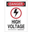 DANGER High Voltage Sign - Non-reflective Aluminum - Black/Red on White - 10 x 7