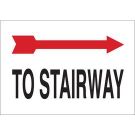 To Stairway Sign - Self-sticking Polyester - Black/Red on White - 7 x 10