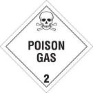 Poison Gas 2 Sign - Polycoated Tagstock, For Use In Placard Holders - Black on White - 10.75 x 10.75