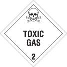 TOXIC GAS Sign - Pressure Sensitive Vinyl, Self Sticking - Black on White - 10.75 x 10.75