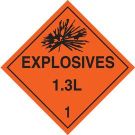 Explosives 1.3L 1 Sign - Premium Fiberglass, For Use In Placard Holders - Black on Orange - 10.75 x 10.75