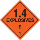 1.4 Explosives E 1 Sign - Premium Fiberglass, For Use In Placard Holders - Black on Orange - 10.75 x 10.75