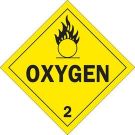 Oxygen 2 Sign - Pressure Sensitive Vinyl, Self Sticking - Black on Yellow - 10.75 x 10.75