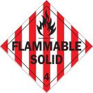 Flammable Solid 4 Sign - Pressure Sensitive Vinyl, Self Sticking - Black/Red/White - 10.75 x 10.75