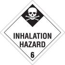 Inhalation Hazard 6 Sign - Premium Fiberglass, For Use In Placard Holders - Black on White - 10.75 x 10.75