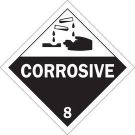 Corrosive 8 Sign - Pressure Sensitive Vinyl, Self Sticking - Black on White - 10.75 x 10.75