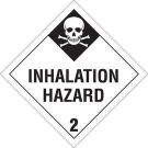 Inhalation Hazard 2 Sign - Polycoated Tagstock, For Use In Placard Holders - Black on White - 10.75 x 10.75